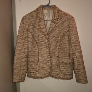 Coldwater Creek Size 12 Petite Tan Tweed Blazer Jacket